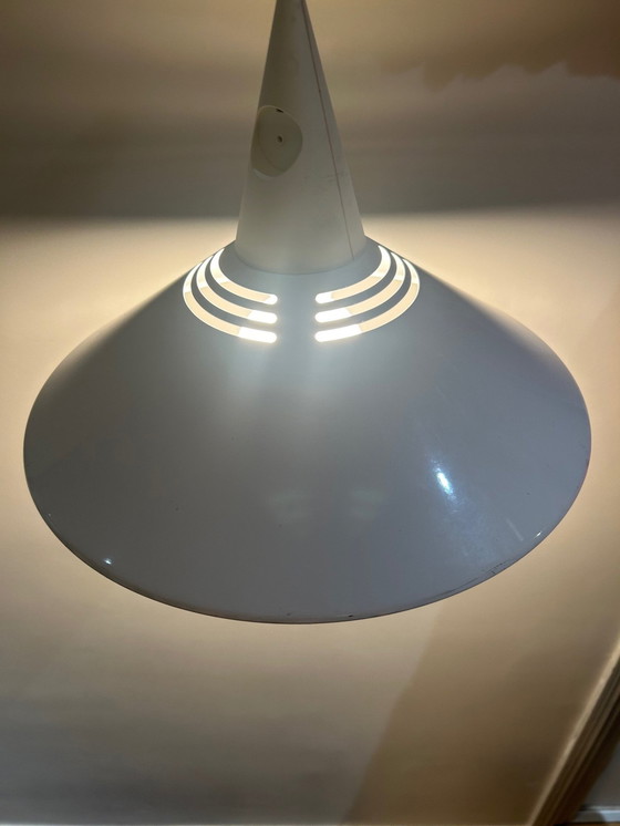 Image 1 of 80's White Metal Space Age Hanging Lamp