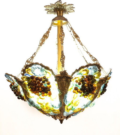 3-Light Pâte De Verre Chandelier