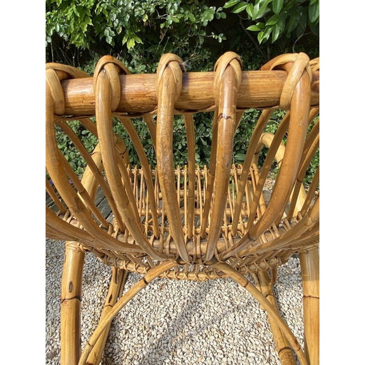 Vintage bamboo and rattan rocking chair