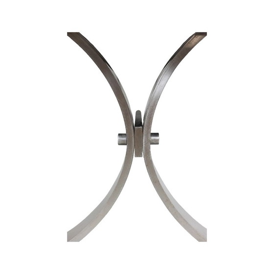 Image 1 of Vintage rectangular dining room table in polished metal and ceramic, 1970