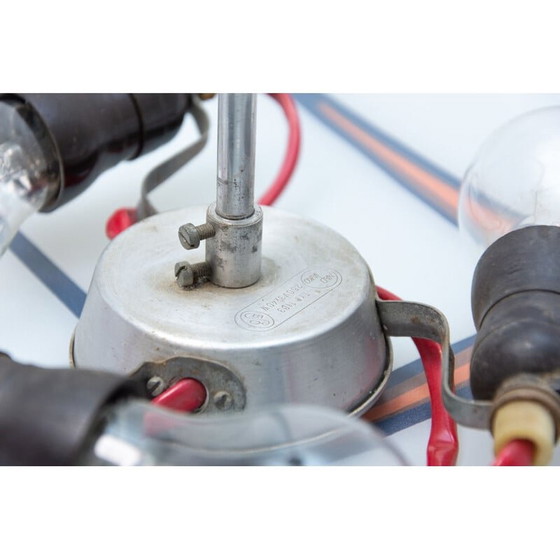 Image 1 of Vintage space age chrome chandelier with shade, Czechoslovakia 1960