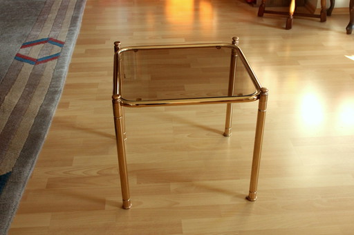Space Age - Exceptional brass side table with smoked glass top - Vintage