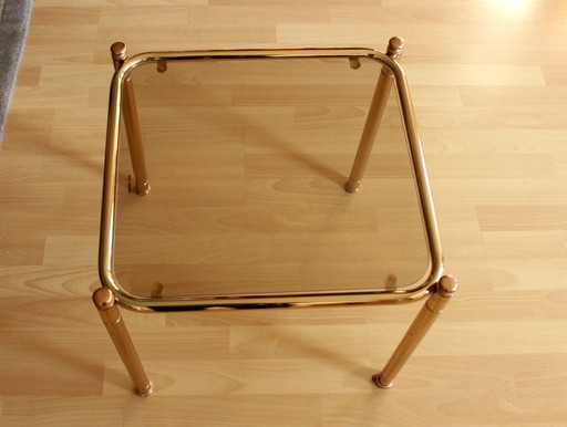 Space Age - Exceptional brass side table with smoked glass top - Vintage