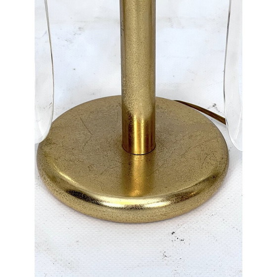 Image 1 of Pair of vintage gilded metal and glass table lamps by Stilkronen, Italy 1970s