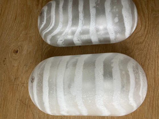 Image 1 of 2x Peill &Putzler wall lamps zebra glass