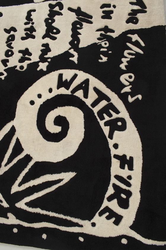 Image 1 of Yin yang rug black white with text