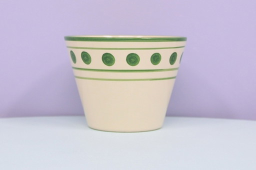 Beige Flower Pot Green Dots