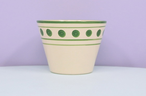 Image 1 of Beige Flower Pot Green Dots