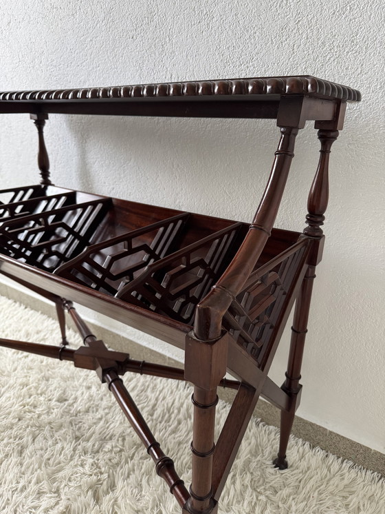 Image 1 of Mahogany Magazine Rack Console 60s