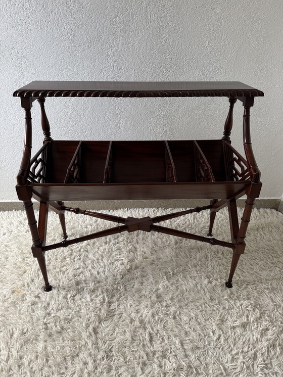 Image 1 of Mahogany Magazine Rack Console 60s