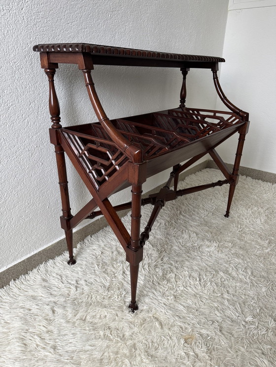 Image 1 of Mahogany Magazine Rack Console 60s