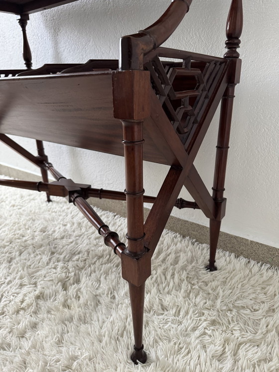 Image 1 of Mahogany Magazine Rack Console 60s