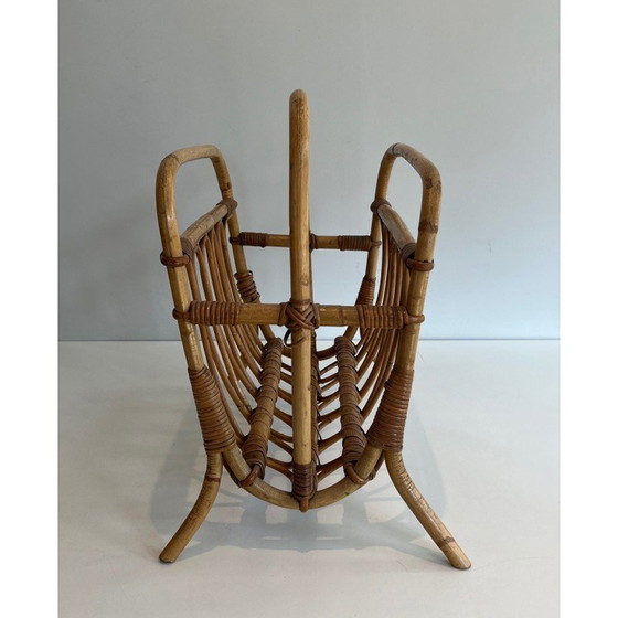 Image 1 of Vintage rattan magazine rack, 1950