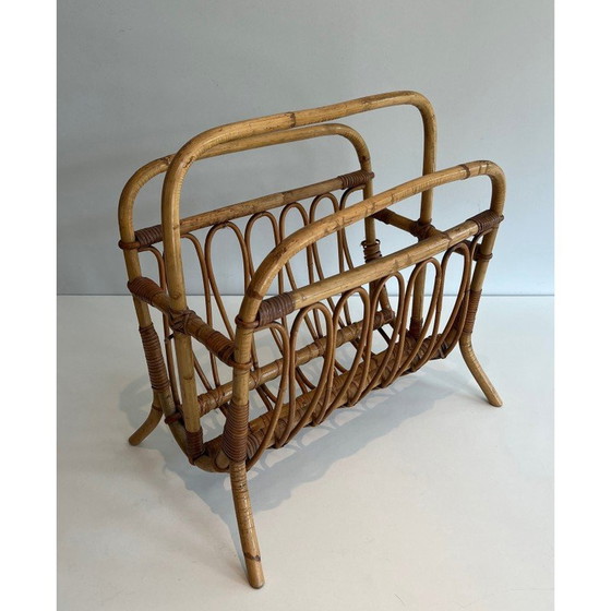 Image 1 of Vintage rattan magazine rack, 1950
