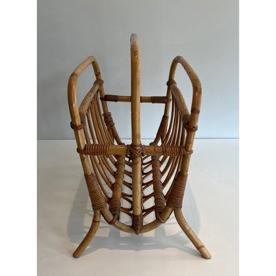 Image 1 of Vintage rattan magazine rack, 1950