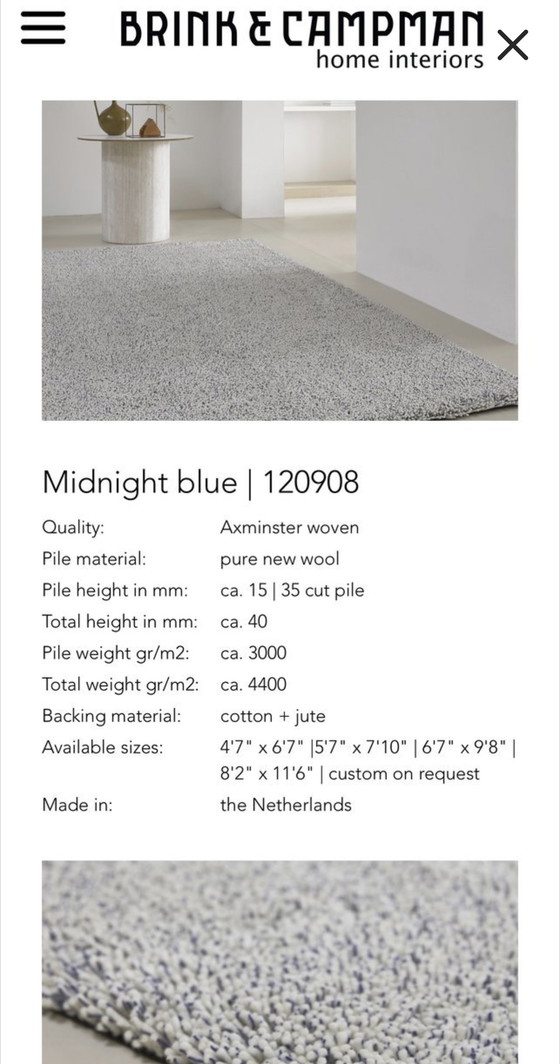 Image 1 of Brink & Campman rug Trace Cut Midnight Blue