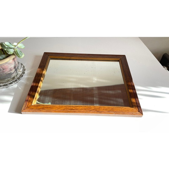 Image 1 of Vintage Art Deco mirror with wooden frame and silver plating, 1920