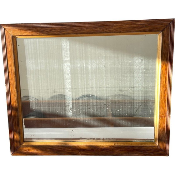 Image 1 of Vintage Art Deco mirror with wooden frame and silver plating, 1920