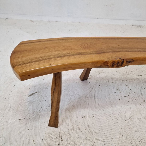 Image 1 of Vintage wooden tree trunk bench, France 1960