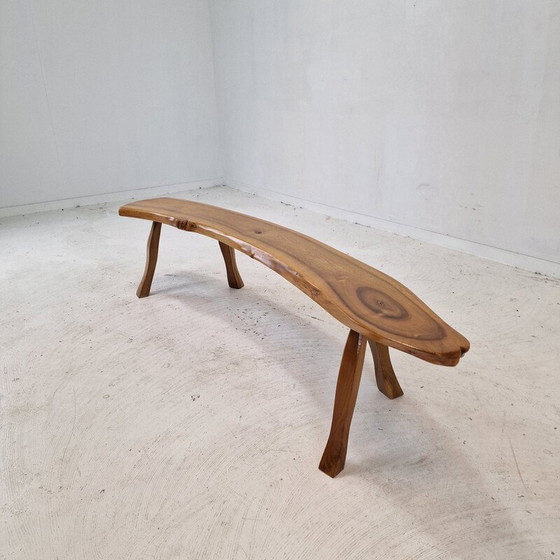 Image 1 of Vintage wooden tree trunk bench, France 1960
