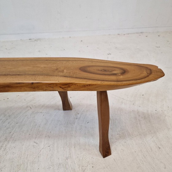 Image 1 of Vintage wooden tree trunk bench, France 1960