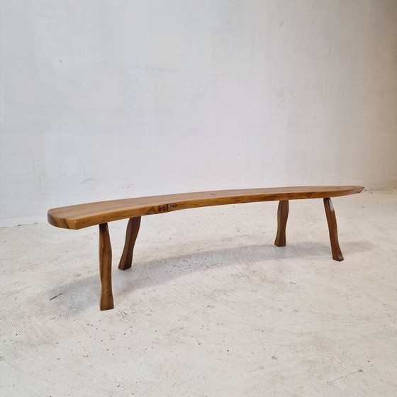 Image 1 of Vintage wooden tree trunk bench, France 1960