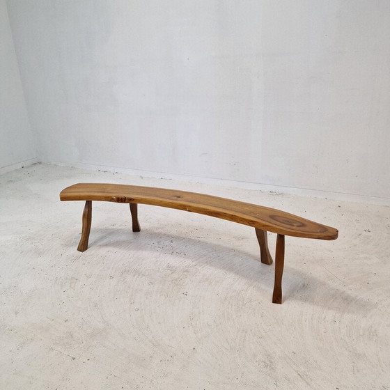Image 1 of Vintage wooden tree trunk bench, France 1960