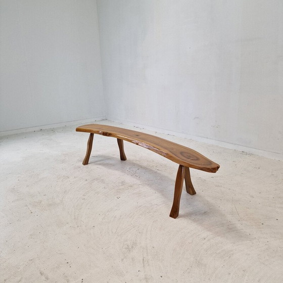 Image 1 of Vintage wooden tree trunk bench, France 1960