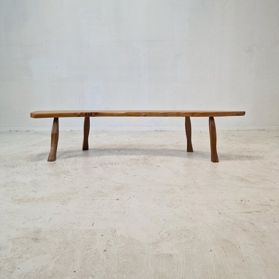 Image 1 of Vintage wooden tree trunk bench, France 1960