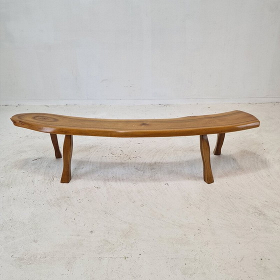 Image 1 of Vintage wooden tree trunk bench, France 1960