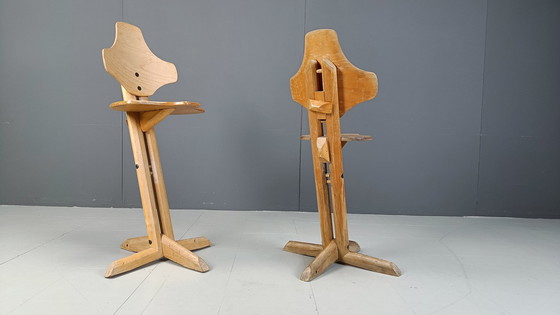 Image 1 of Pair of plywood ergonomical chairs by Rybo, 1970s