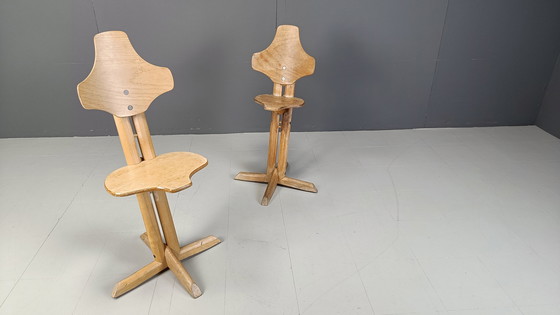 Image 1 of Pair of plywood ergonomical chairs by Rybo, 1970s