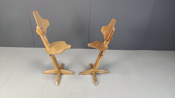 Image 1 of Pair of plywood ergonomical chairs by Rybo, 1970s