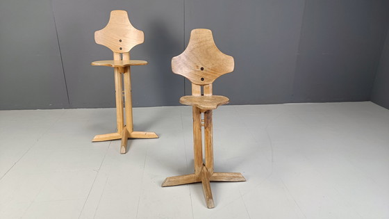 Image 1 of Pair of plywood ergonomical chairs by Rybo, 1970s