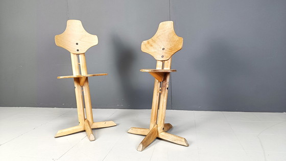 Image 1 of Pair of plywood ergonomical chairs by Rybo, 1970s