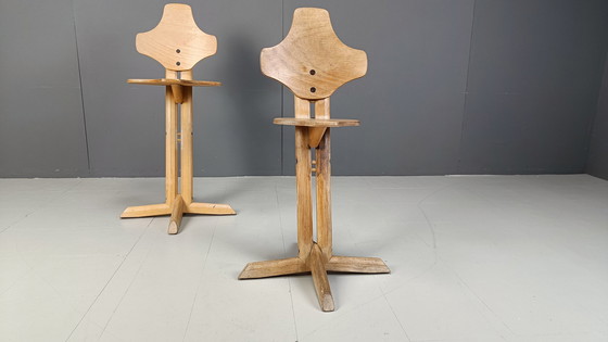 Image 1 of Pair of plywood ergonomical chairs by Rybo, 1970s