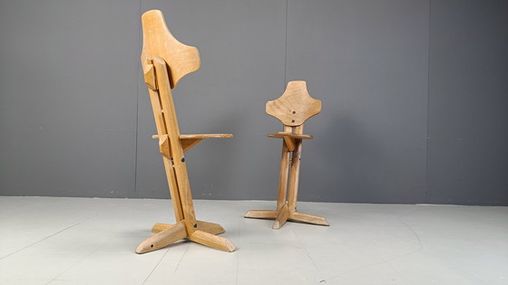 Image 1 of Pair of plywood ergonomical chairs by Rybo, 1970s