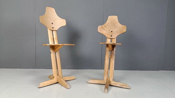 Image 1 of Pair of plywood ergonomical chairs by Rybo, 1970s