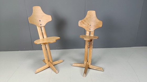 Image 1 of Pair of plywood ergonomical chairs by Rybo, 1970s