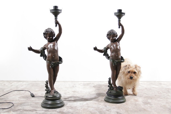 Image 1 of 2x lampes Putti A Moreau