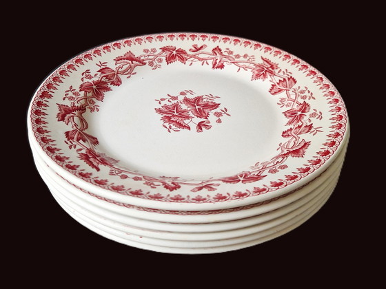 Image 1 of 6 Dinner Plates Geranium Red From Société Céramique