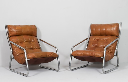 2x Patchwork cantilever armchair, Germany, 1970s