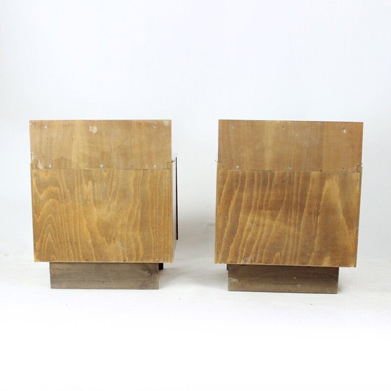 Image 1 of Pair of vintage bedside tables in wood and glass, Czechoslovakia 1950