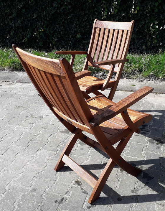 Image 1 of 2 Teak and Garden Ocean folding chair with armrests