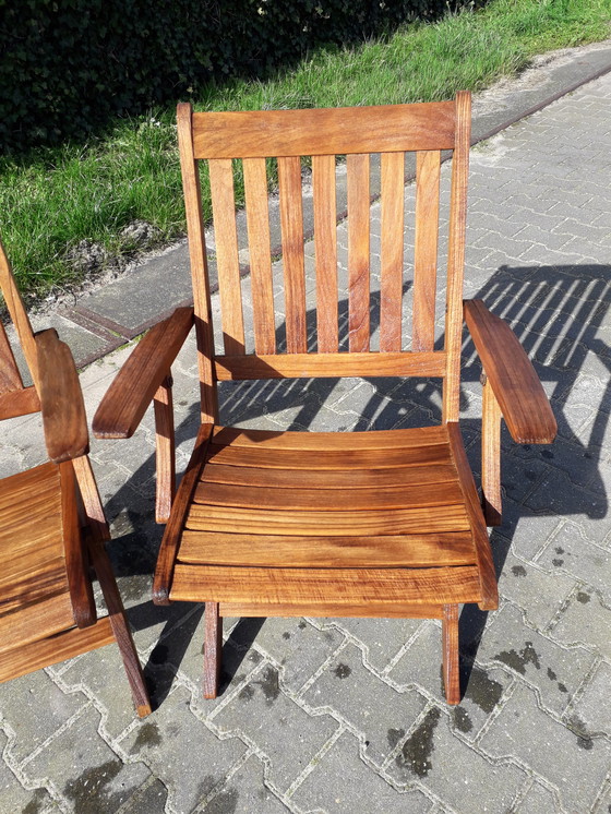 Image 1 of 2 Teak and Garden Ocean folding chair with armrests