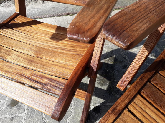 Image 1 of 2 Teak and Garden Ocean folding chair with armrests