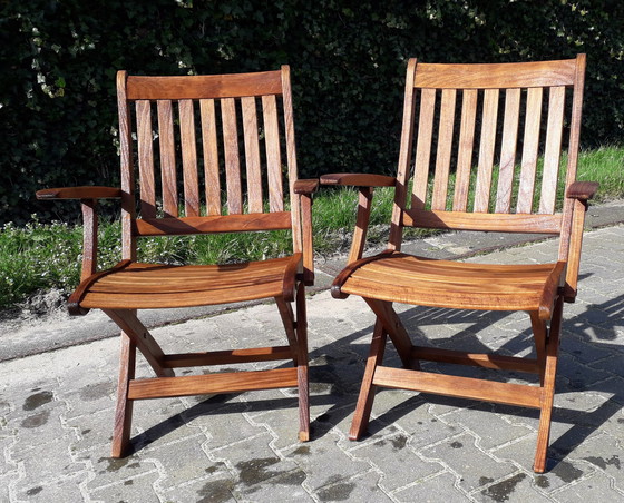 Image 1 of 2 Teak and Garden Ocean folding chair with armrests