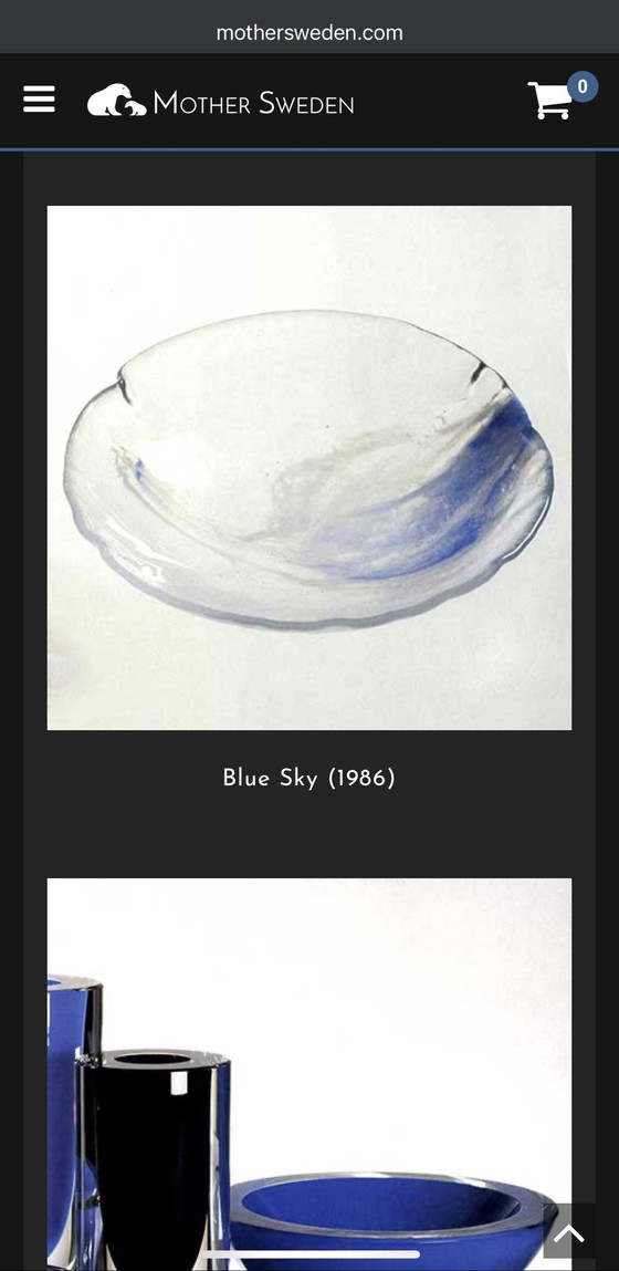 Image 1 of Kosta Boda Bowl 'Blue Sky' Design Anna Ehrner 1980s