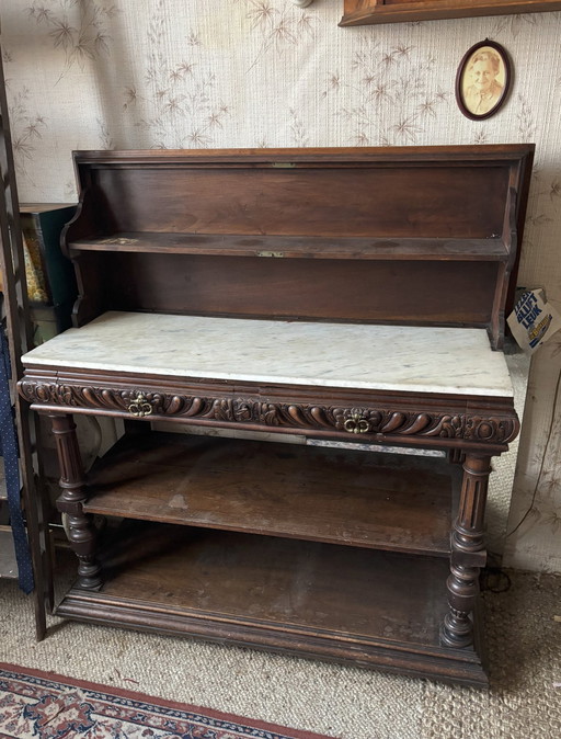 Antique French Side Board Server with Marble