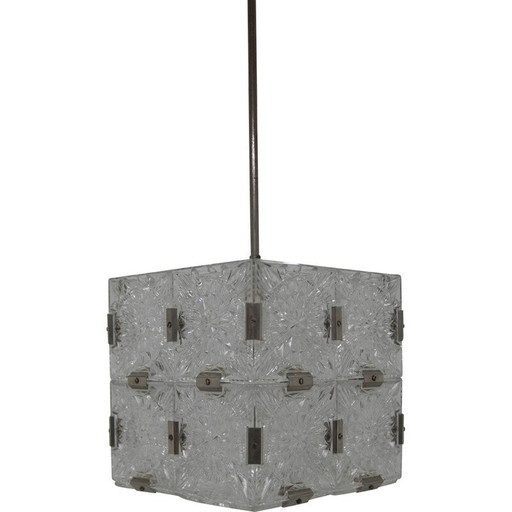 Mid-century glass pendant lamp by Kamenicky Senov, Czechoslovakia 1970s